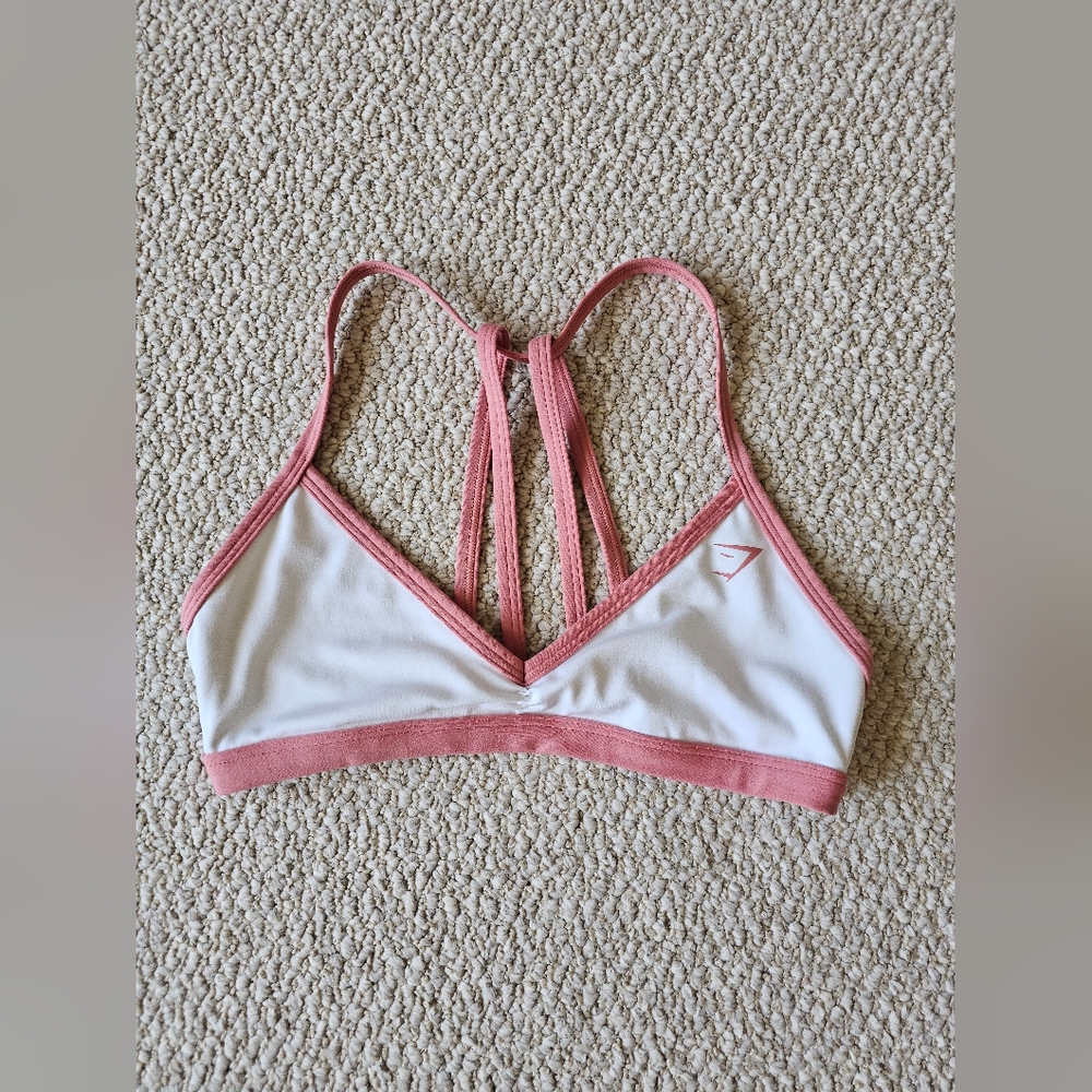 Gymshark Minimal Sports Bra - White/Classic Pink